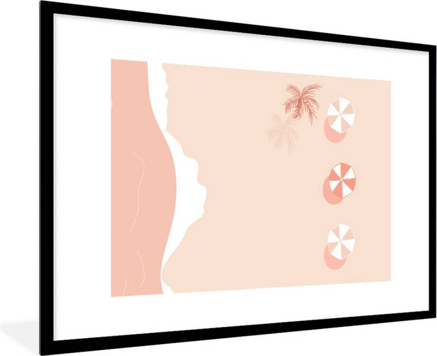 PosterMonkey Fotolijst incl. Poster Strand Palmboom Parasols 90x60 cm Posterlijst