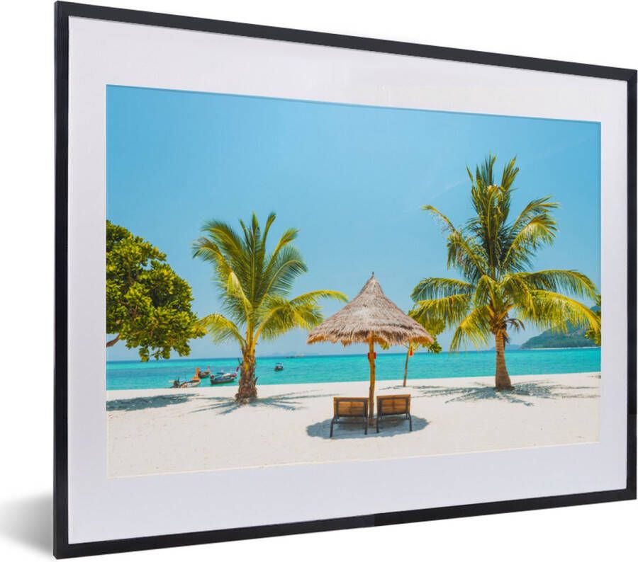 PosterMonkey Fotolijst incl. Poster Strand Parasol Palmboom 40x30 cm Posterlijst