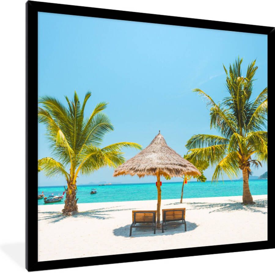 PosterMonkey Fotolijst incl. Poster Strand Parasol Palmboom 40x40 cm Posterlijst
