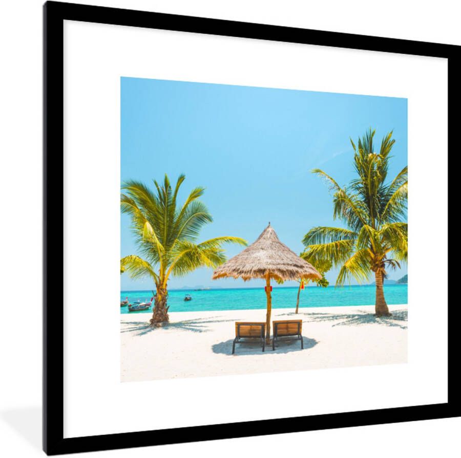 PosterMonkey Fotolijst incl. Poster Strand Parasol Palmboom 40x40 cm Posterlijst - Foto 2