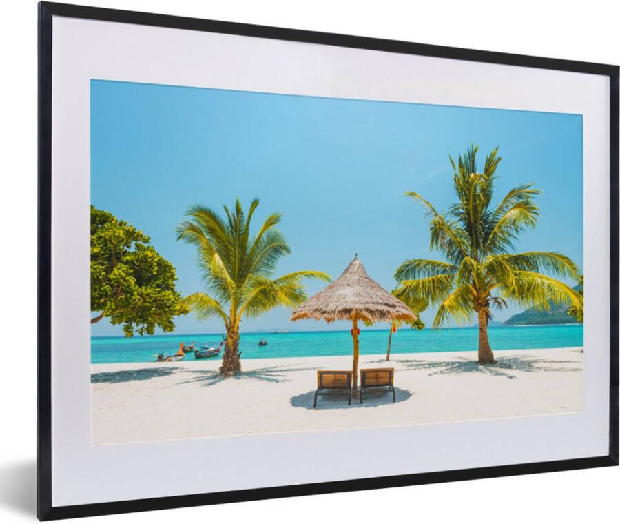 PosterMonkey Fotolijst incl. Poster Strand Parasol Palmboom 60x40 cm Posterlijst - Foto 2