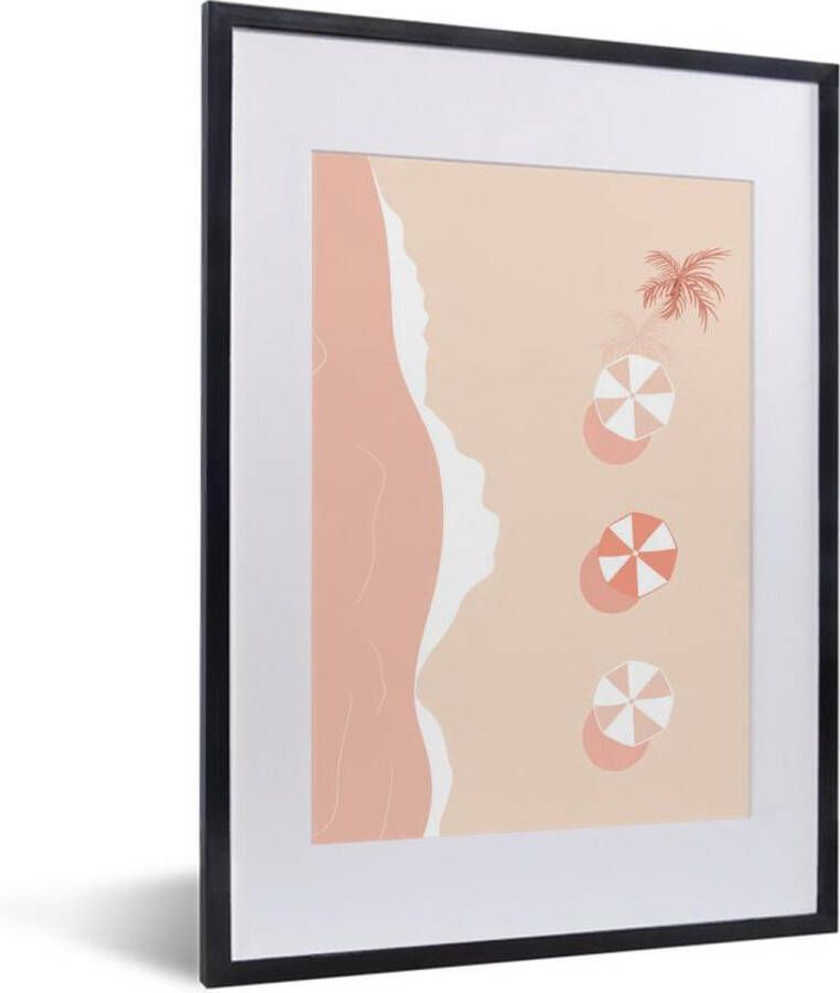 PosterMonkey Fotolijst incl. Poster Strand Parasol Pastel 30x40 cm Posterlijst