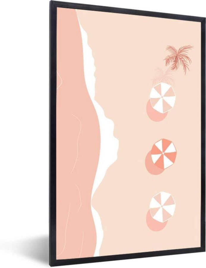 PosterMonkey Fotolijst incl. Poster Strand Parasol Pastel 40x60 cm Posterlijst