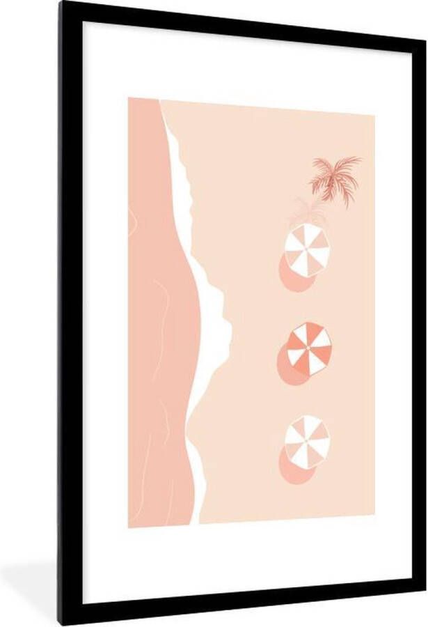 PosterMonkey Fotolijst incl. Poster Strand Parasol Pastel 80x120 cm Posterlijst