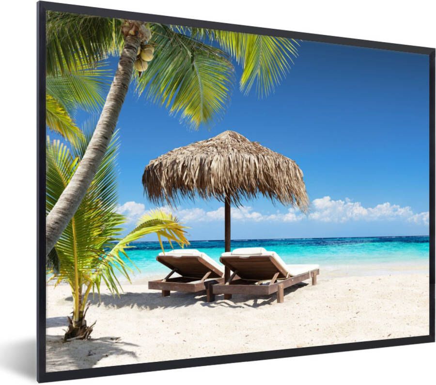 PosterMonkey Fotolijst incl. Poster Strand Parasol Zee 40x30 cm Posterlijst