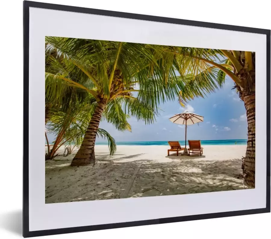 PosterMonkey Fotolijst incl. Poster Strand Strandstoel Parasol 40x30 cm Posterlijst