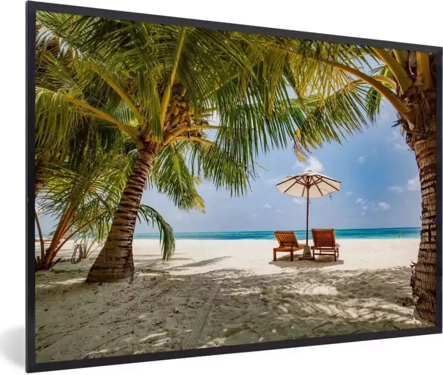 PosterMonkey Fotolijst incl. Poster Strand Strandstoel Parasol 60x40 cm Posterlijst