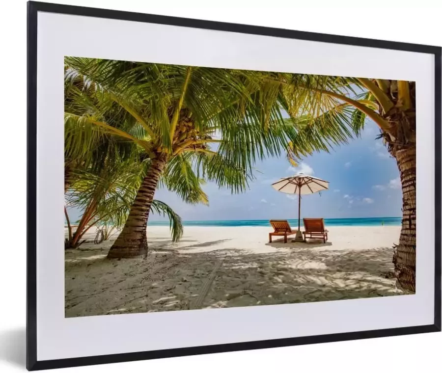PosterMonkey Fotolijst incl. Poster Strand Strandstoel Parasol 60x40 cm Posterlijst
