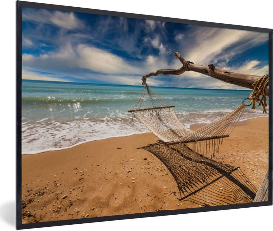 PosterMonkey Fotolijst incl. Poster Strand Zee Hangmat 120x80 cm Posterlijst - Foto 2