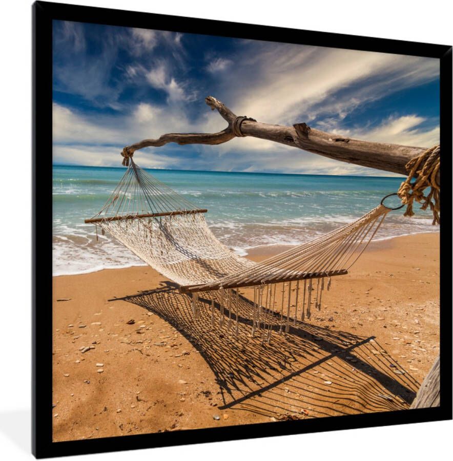 PosterMonkey Fotolijst incl. Poster Strand Zee Hangmat 40x40 cm Posterlijst - Foto 2
