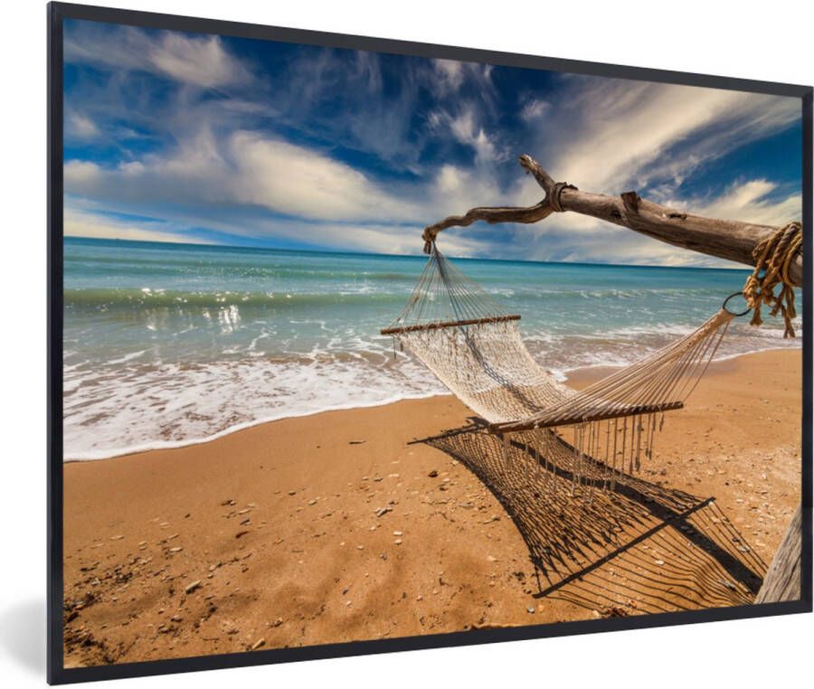 PosterMonkey Fotolijst incl. Poster Strand Zee Hangmat 60x40 cm Posterlijst