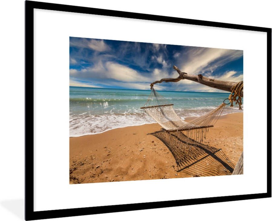 PosterMonkey Fotolijst incl. Poster Strand Zee Hangmat 90x60 cm Posterlijst