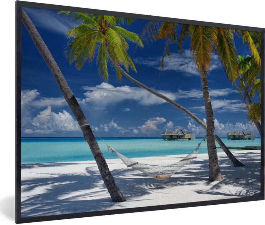 PosterMonkey Fotolijst incl. Poster Strand Zomer Hangmat 120x80 cm Posterlijst - Foto 2