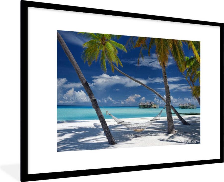 PosterMonkey Fotolijst incl. Poster Strand Zomer Hangmat 120x80 cm Posterlijst
