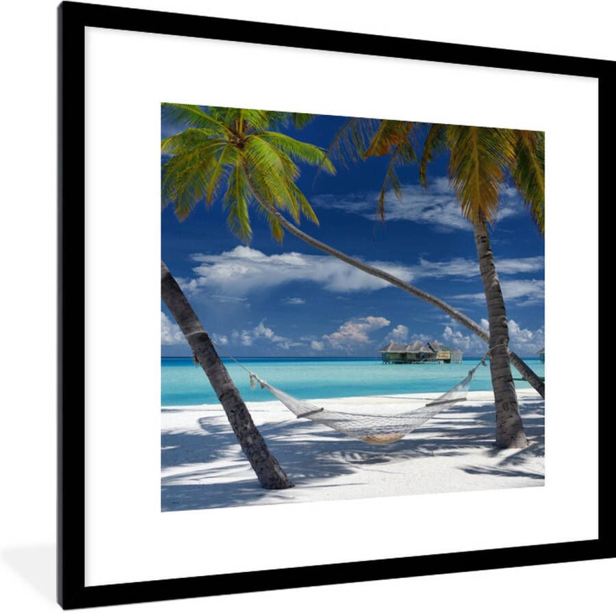 PosterMonkey Fotolijst incl. Poster Strand Zomer Hangmat 40x40 cm Posterlijst