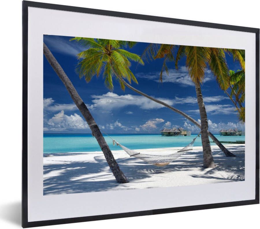 PosterMonkey Fotolijst incl. Poster Strand Zomer Hangmat 60x40 cm Posterlijst
