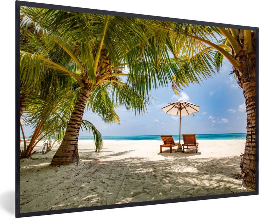 PosterMonkey Fotolijst incl. Poster Strandstoel Parasol Palmboom 30x20 cm Posterlijst