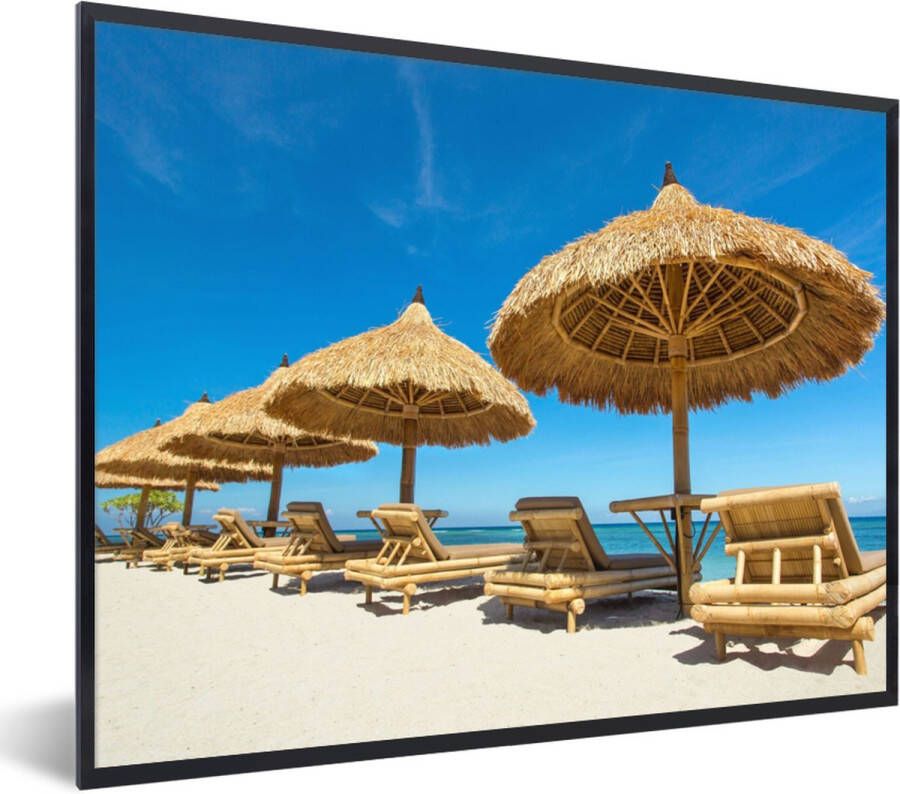 PosterMonkey Fotolijst incl. Poster Strandstoel Strand Parasol Zee Zomer 40x30 cm Posterlijst