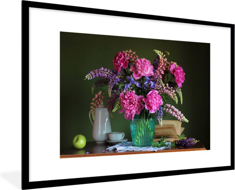 PosterMonkey Fotolijst incl. Poster Tafel Bloemen Stilleven 120x80 cm Posterlijst