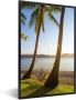 PosterMonkey Foto in lijst Twee palmbomen op het strand met een hangmat fotolijst zwart 80x120 cm Poster in lijst (Wanddecoratie woonkamer slaapkamer) Zee en Strand - Thumbnail 1