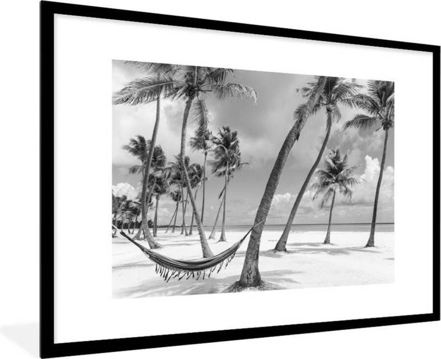 Poster in lijst Fotolijst 120x80 cm Posters Uitsnede hangmat op strand in Dominicaanse Republiek Posterlijst zwart Decoratie Wanddecoratie woonkamer Muurdecoratie slaapkamer - Foto 2