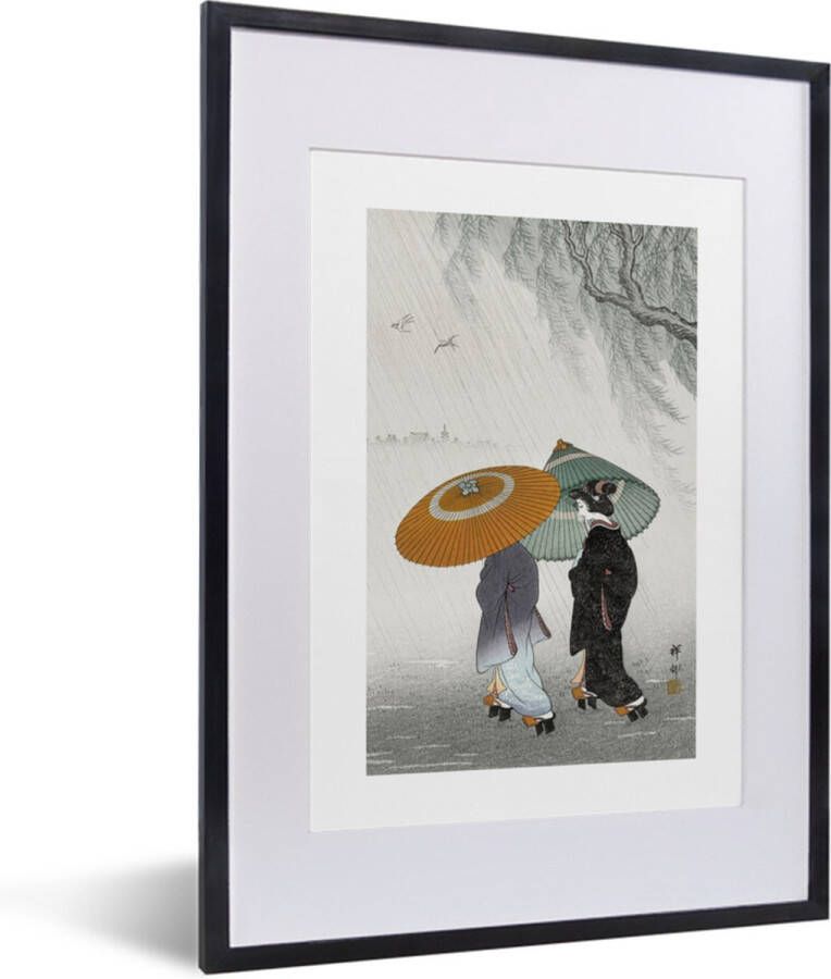 PosterMonkey Fotolijst incl. Poster Vintage Vrouwen Parasol Japan 30x40 cm Posterlijst