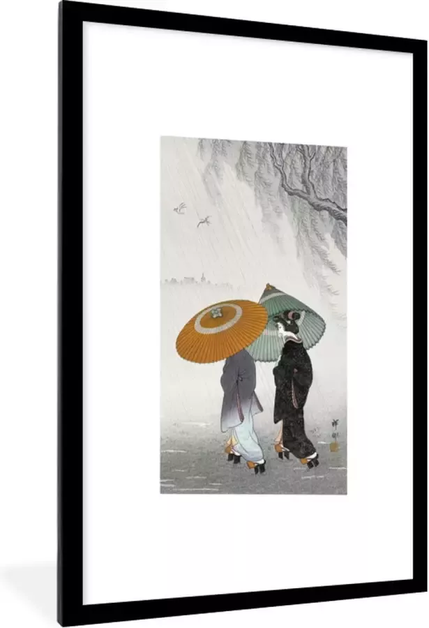 PosterMonkey Fotolijst incl. Poster Vintage Vrouwen Parasol Japan 60x90 cm Posterlijst