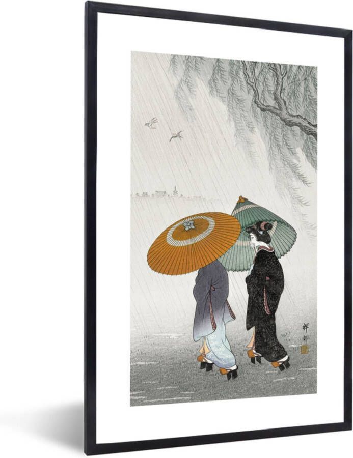 PosterMonkey Fotolijst incl. Poster Vintage Vrouwen Parasol Japan 80x120 cm Posterlijst