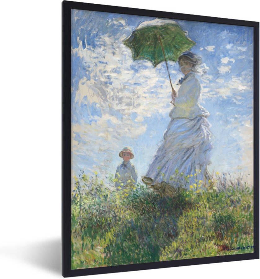 PosterMonkey Fotolijst incl. Poster Woman with a parasol schilderij van Claude Monet 30x40 cm Posterlijst