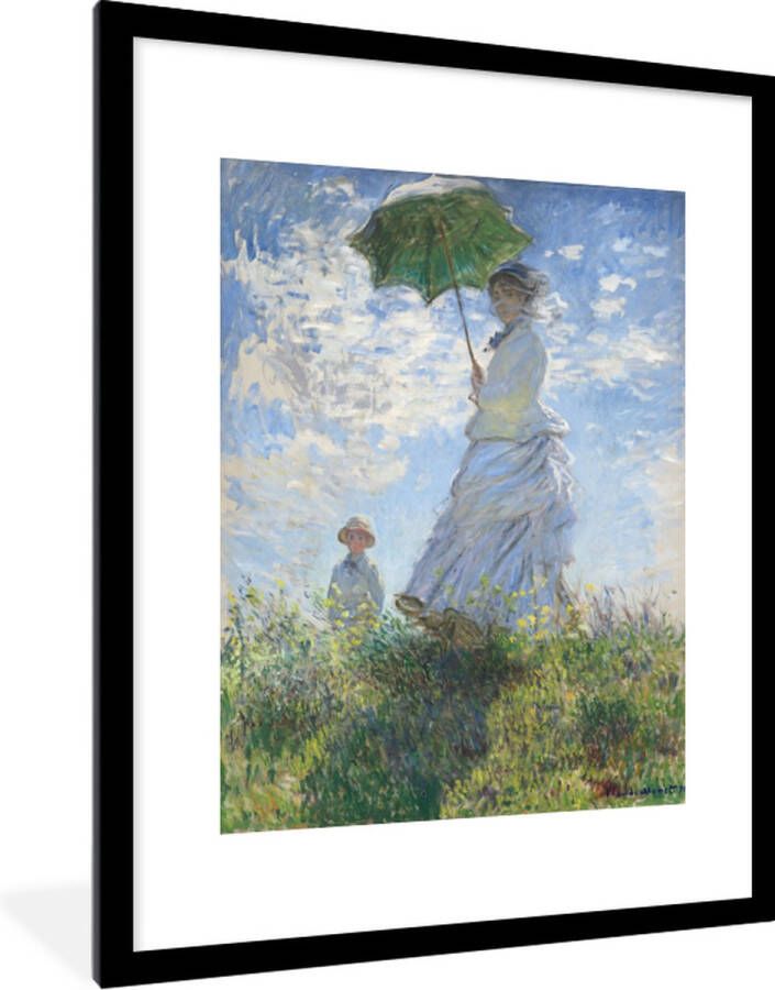 PosterMonkey Fotolijst incl. Poster Woman with a parasol schilderij van Claude Monet 60x80 cm Posterlijst - Foto 2