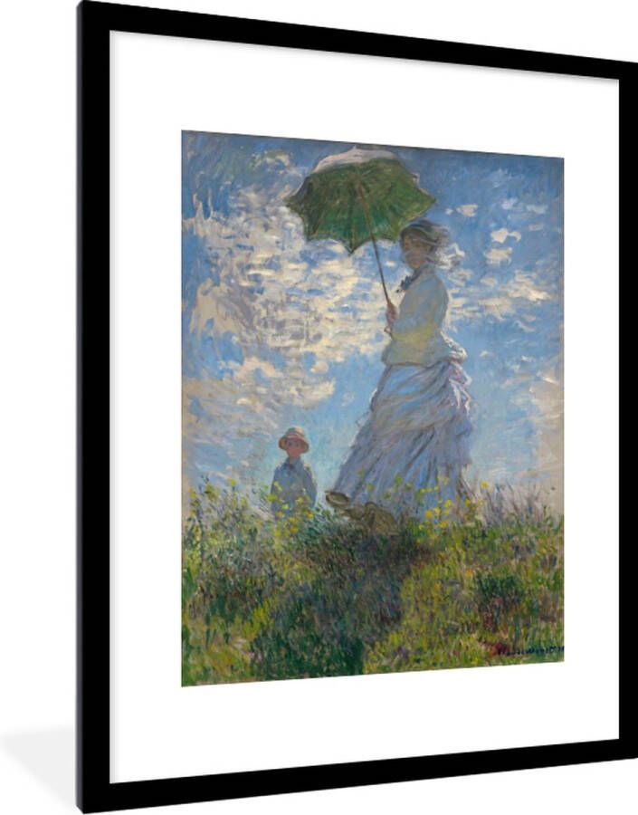 PosterMonkey Fotolijst incl. Poster Woman with a Parasol Schilderij van Claude Monet 60x80 cm Posterlijst