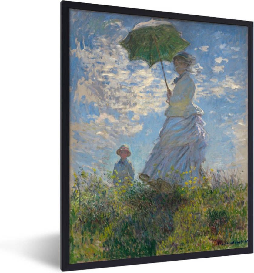 PosterMonkey Fotolijst incl. Poster Woman with a Parasol Schilderij van Claude Monet 60x80 cm Posterlijst