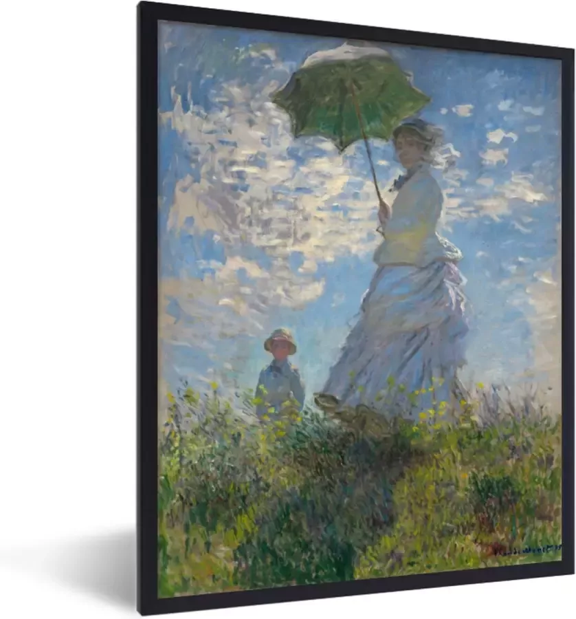 PosterMonkey Fotolijst incl. Poster Woman with a Parasol Schilderij van Claude Monet 60x80 cm Posterlijst - Foto 2
