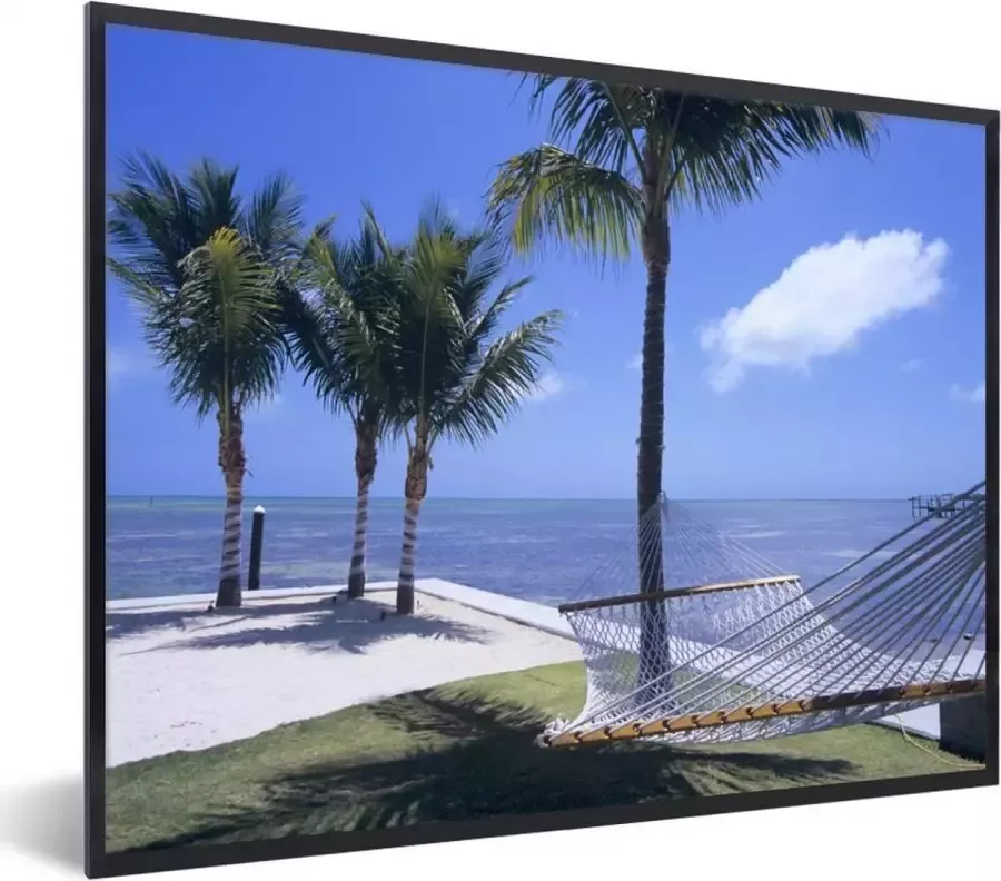 PosterMonkey Fotolijst incl. Poster Zee Hangmat Palmboom 50x40 cm Posterlijst