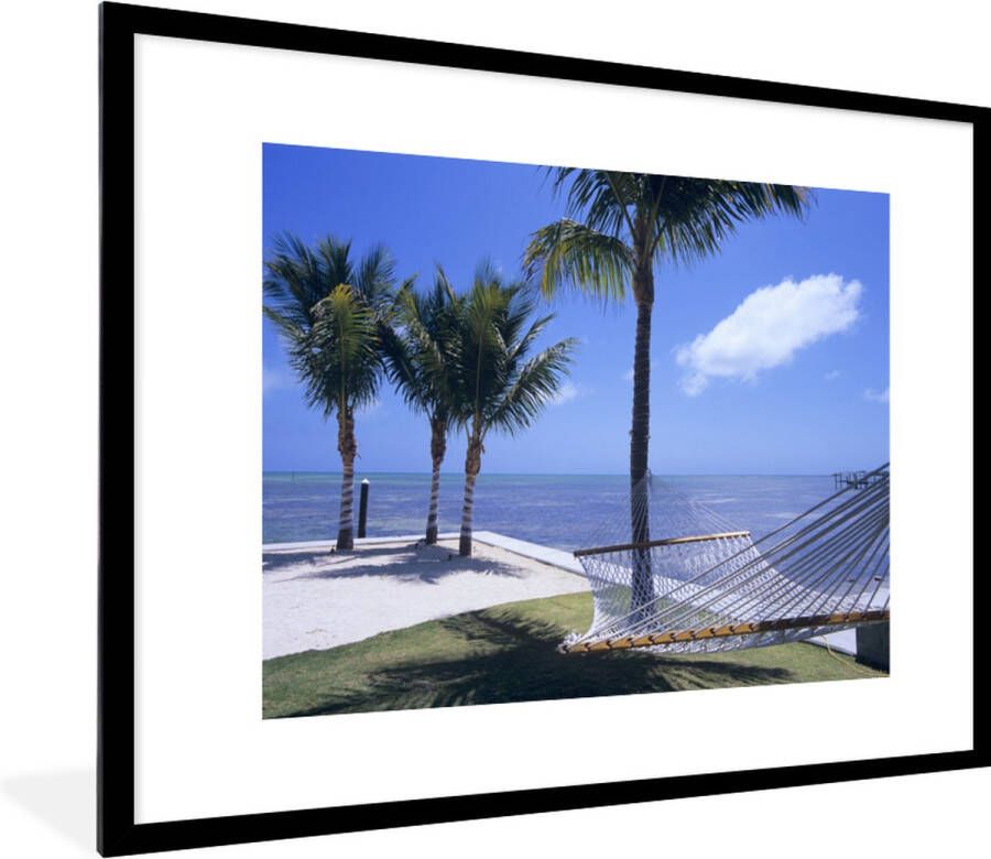 PosterMonkey Fotolijst incl. Poster Zee Hangmat Palmboom 80x60 cm Posterlijst