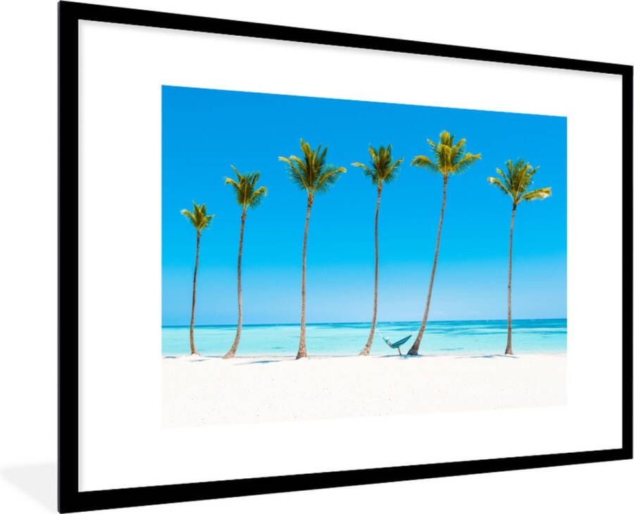 PosterMonkey Fotolijst incl. Poster Zee Palmbomen Hangmat 120x80 cm Posterlijst - Foto 2