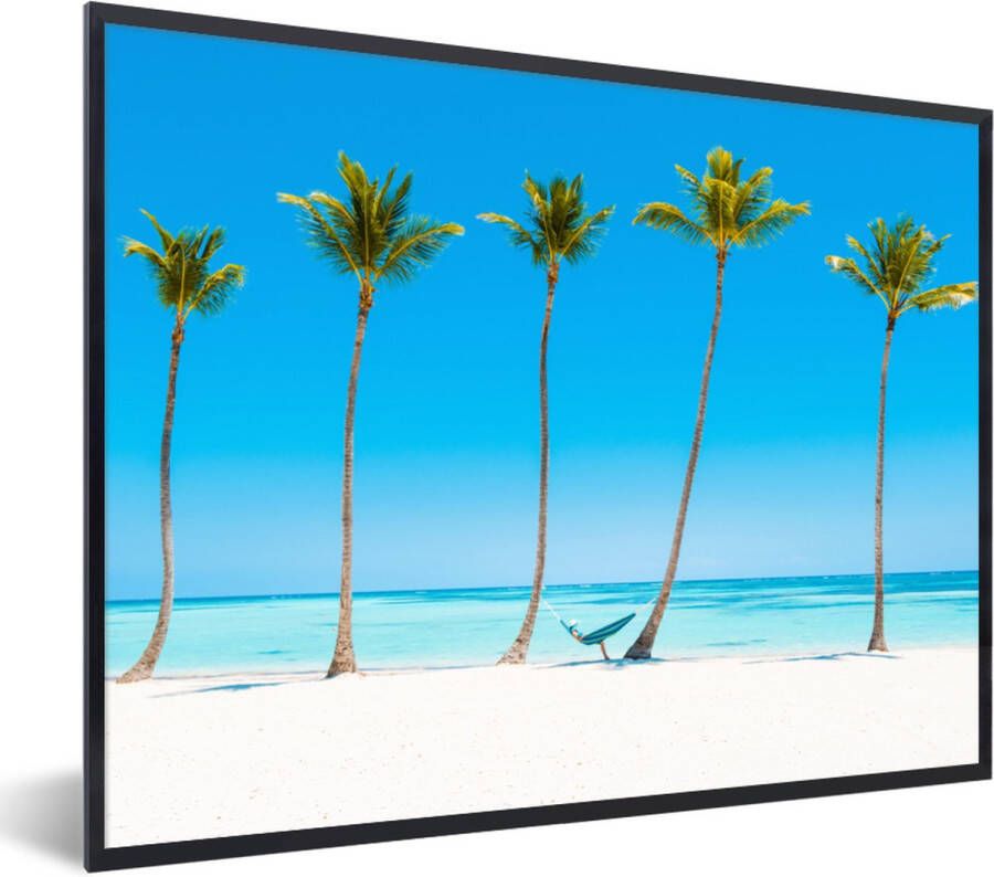 PosterMonkey Fotolijst incl. Poster Zee Palmbomen Hangmat 40x30 cm Posterlijst