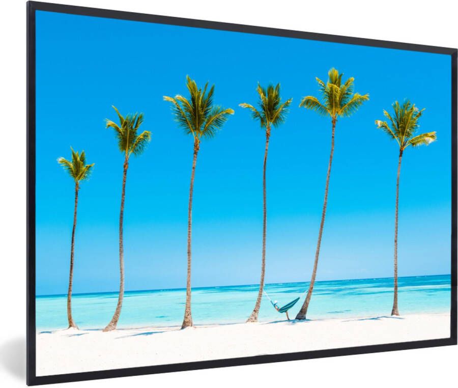 PosterMonkey Fotolijst incl. Poster Zee Palmbomen Hangmat 60x40 cm Posterlijst