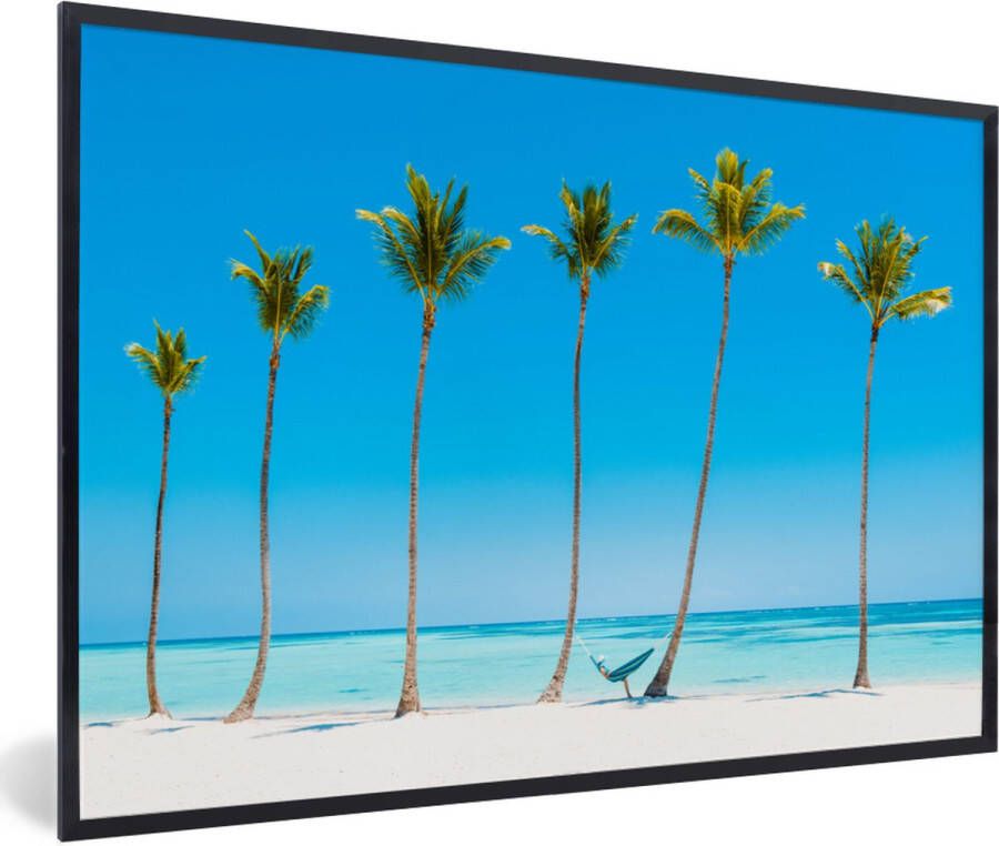 PosterMonkey Fotolijst incl. Poster Zee Palmbomen Hangmat 90x60 cm Posterlijst