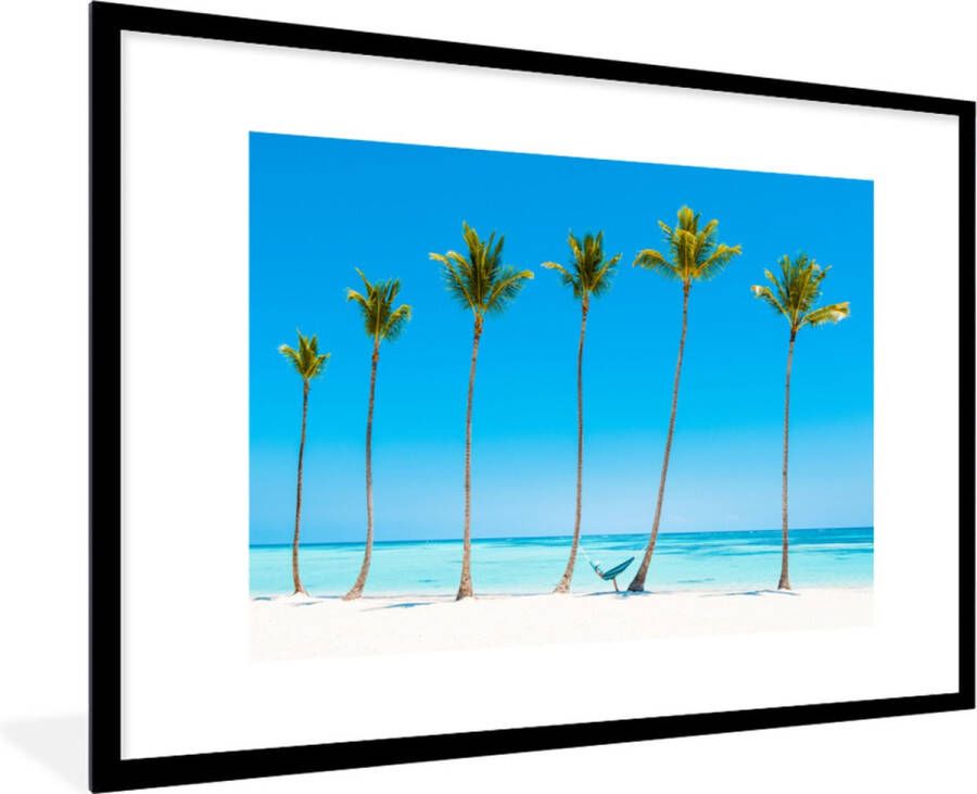 PosterMonkey Fotolijst incl. Poster Zee Palmbomen Hangmat 90x60 cm Posterlijst