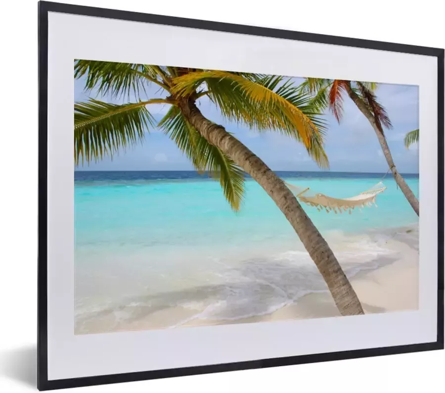 PosterMonkey Fotolijst incl. Poster Zee Palmboom Hangmat 40x30 cm Posterlijst