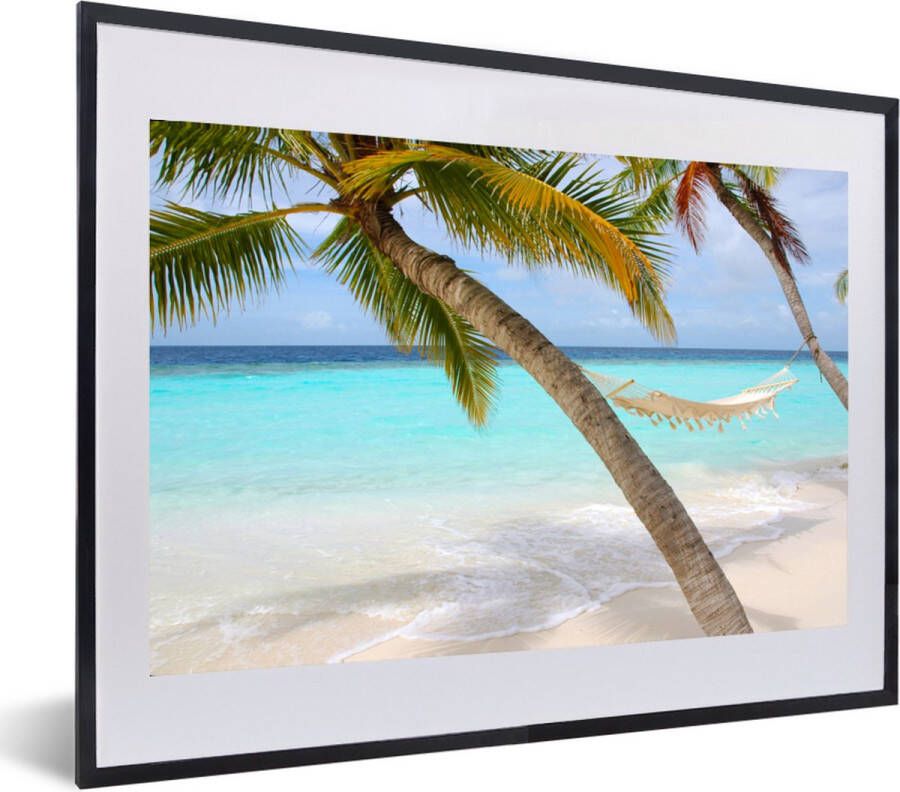 PosterMonkey Fotolijst incl. Poster Zee Palmboom Hangmat 60x40 cm Posterlijst