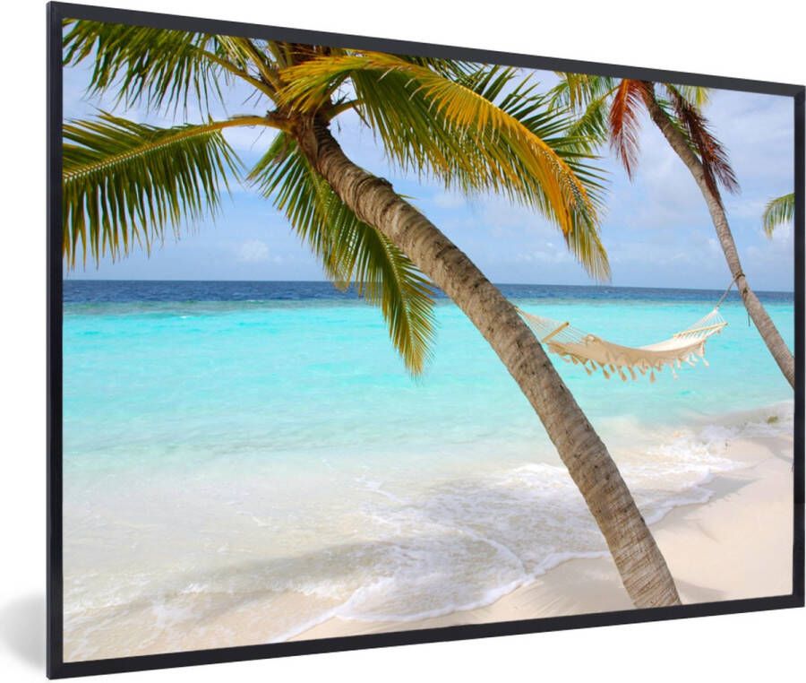 PosterMonkey Fotolijst incl. Poster Zee Palmboom Hangmat 60x40 cm Posterlijst