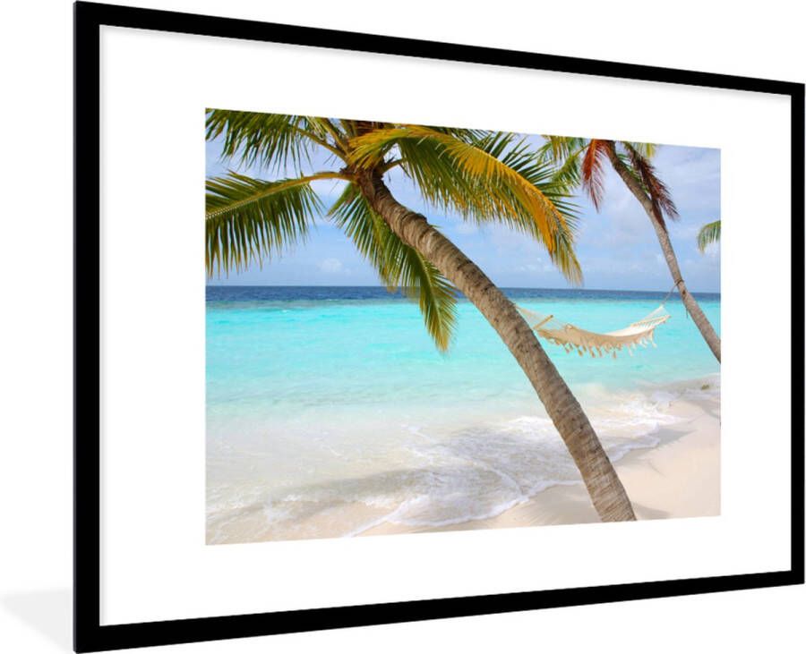 PosterMonkey Fotolijst incl. Poster Zee Palmboom Hangmat 90x60 cm Posterlijst