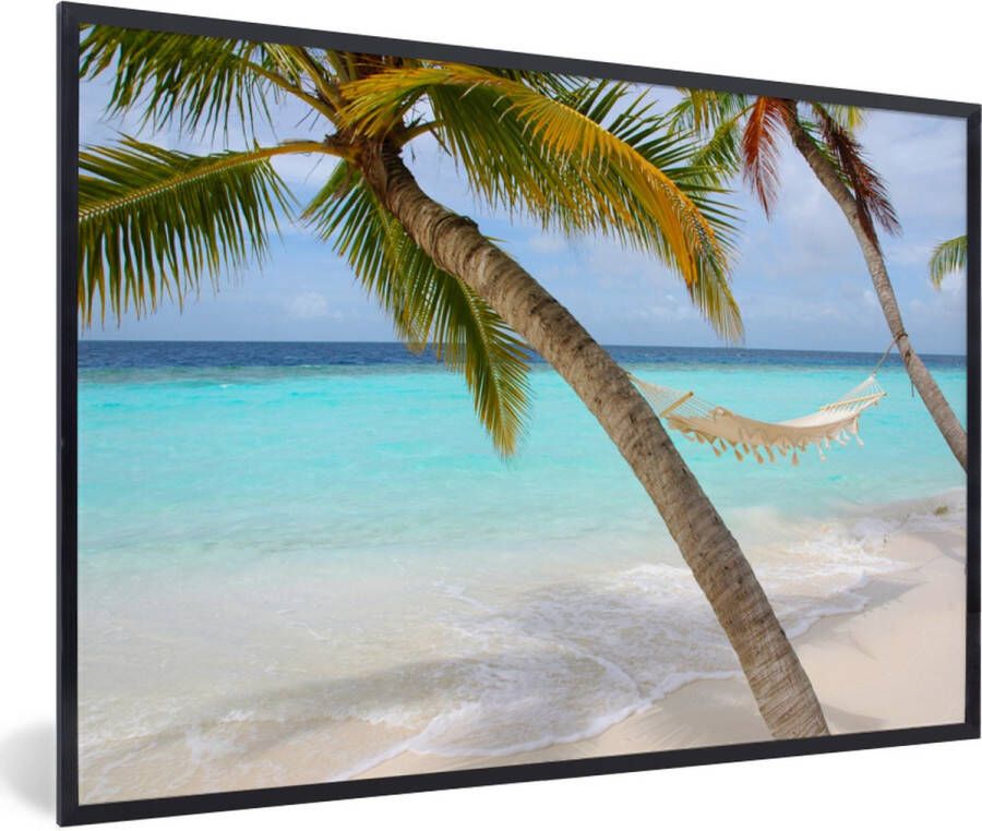 PosterMonkey Fotolijst incl. Poster Zee Palmboom Hangmat 90x60 cm Posterlijst