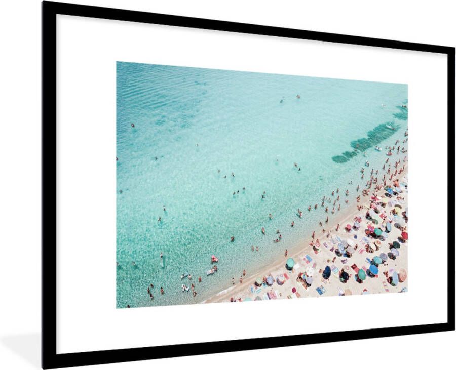 PosterMonkey Fotolijst incl. Poster Zee Strand Parasols Blauw Zomer 120x80 cm Posterlijst - Foto 2
