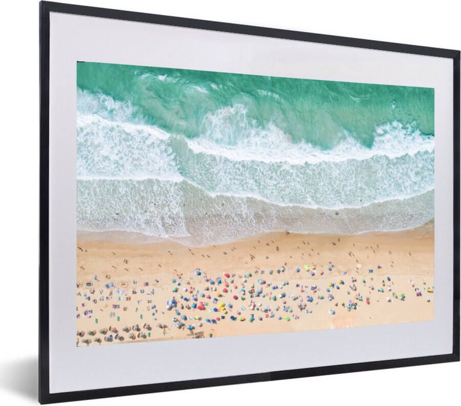 PosterMonkey Fotolijst incl. Poster Zee Strand Parasols Water Zomer 40x40 cm Posterlijst