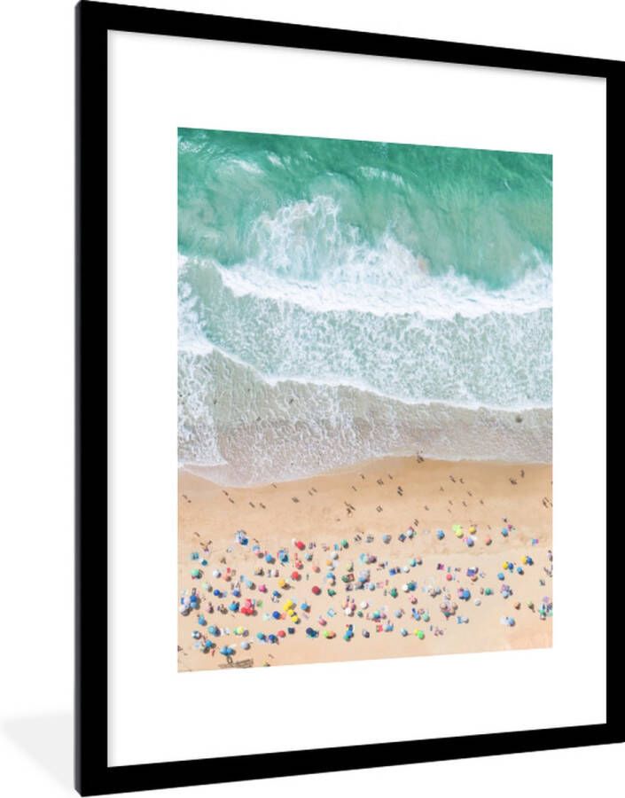 PosterMonkey Fotolijst incl. Poster Zee Strand Parasols Water Zomer 40x40 cm Posterlijst - Foto 2