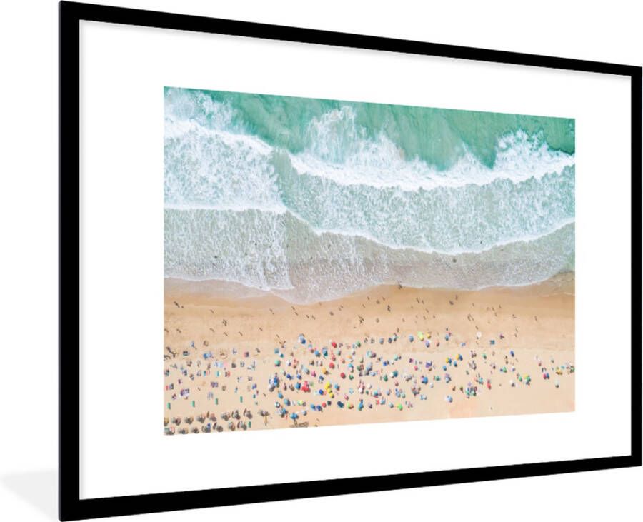 PosterMonkey Fotolijst incl. Poster Zee Strand Parasols Water Zomer 60x90 cm Posterlijst
