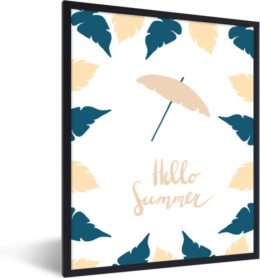 PosterMonkey Fotolijst incl. Poster Zomer Parasol Veren 30x40 cm Posterlijst